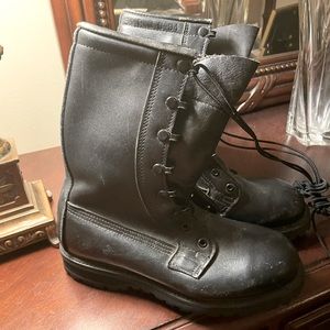 Black leather Army combat boots